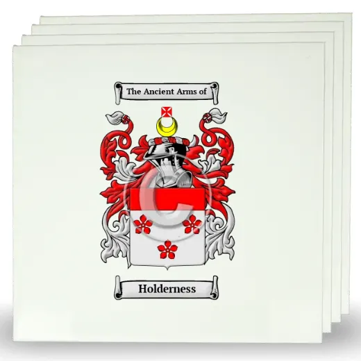 Holderness Set of Four Large Tiles with Coat of Arms