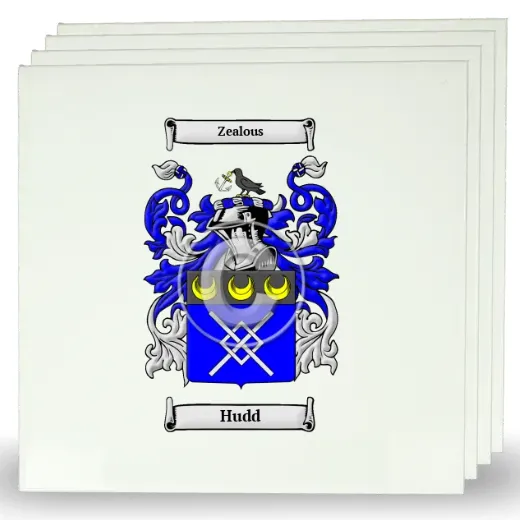 Hudd Set of Four Large Tiles with Coat of Arms
