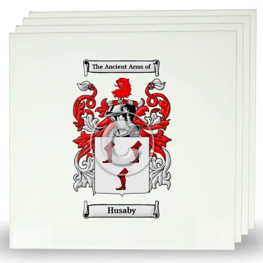 Husaby Set of Four Large Tiles with Coat of Arms