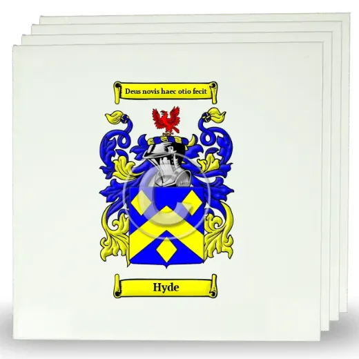 Hyde Set of Four Large Tiles with Coat of Arms