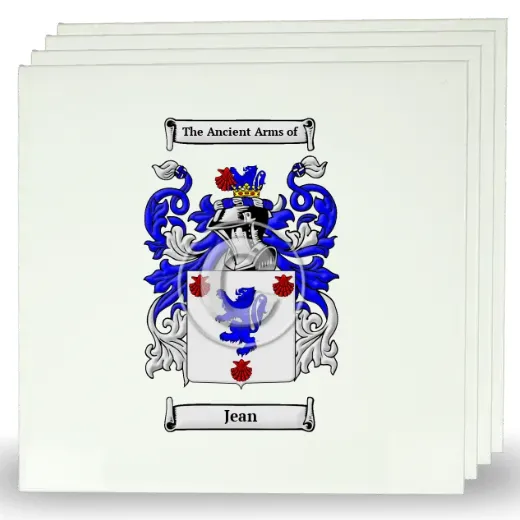 Jean Set of Four Large Tiles with Coat of Arms