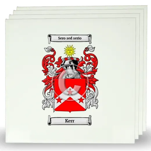 Kerr Set of Four Large Tiles with Coat of Arms