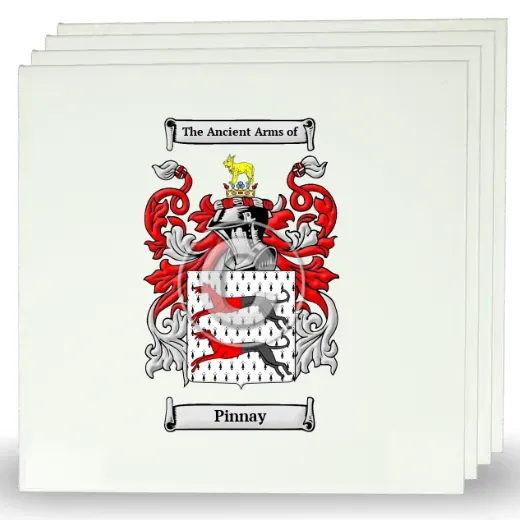 Pinnay Set of Four Large Tiles with Coat of Arms