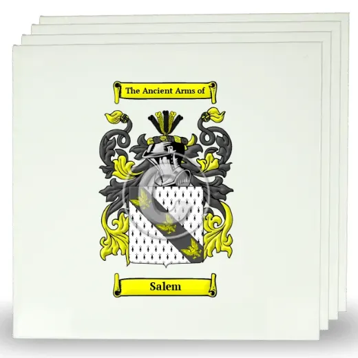 Salem Set of Four Large Tiles with Coat of Arms