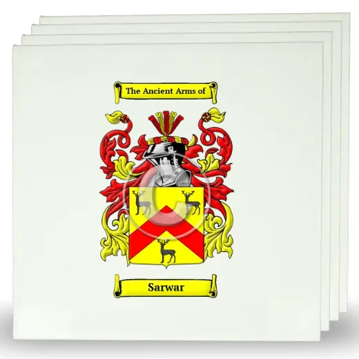 Sarwar Set of Four Large Tiles with Coat of Arms