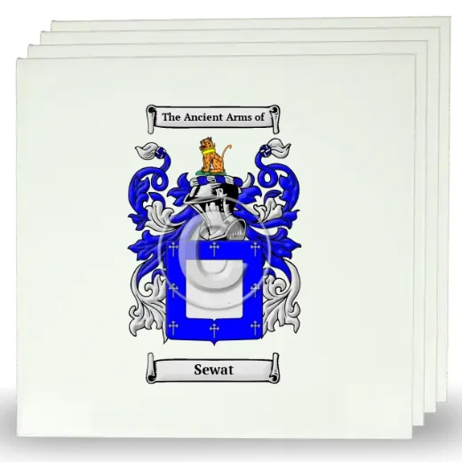 Sewat Set of Four Large Tiles with Coat of Arms