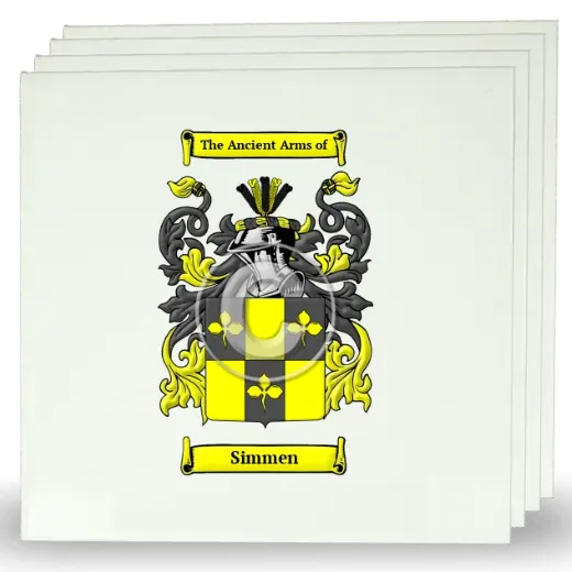 Simmen Set of Four Large Tiles with Coat of Arms