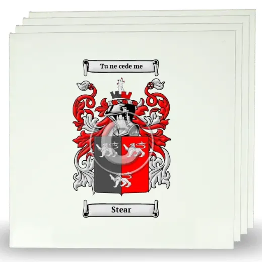 Stear Set of Four Large Tiles with Coat of Arms