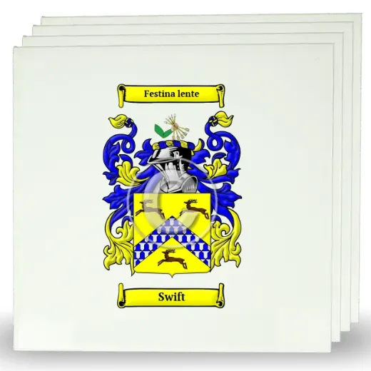 Swift Set of Four Large Tiles with Coat of Arms