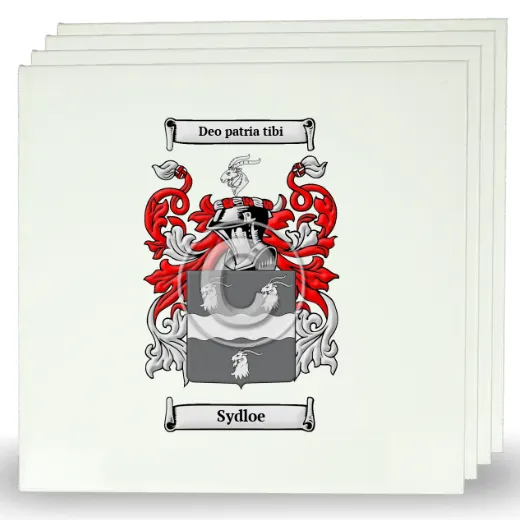 Sydloe Set of Four Large Tiles with Coat of Arms