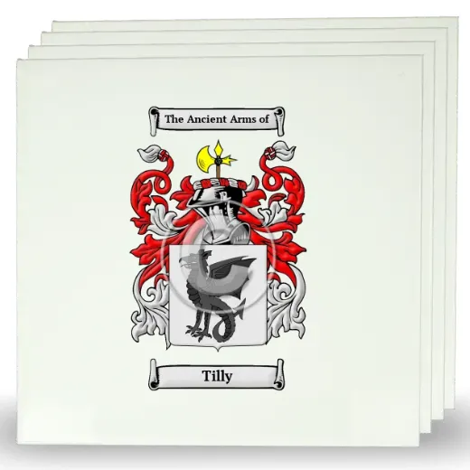 Tilly Set of Four Large Tiles with Coat of Arms