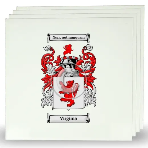Virginia Set of Four Large Tiles with Coat of Arms