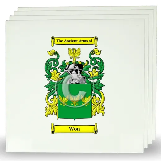 Won Set of Four Large Tiles with Coat of Arms