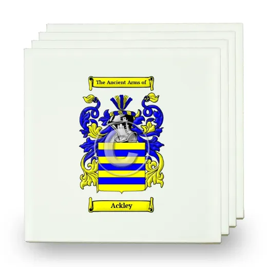 Ackley Set of Four Small Tiles with Coat of Arms