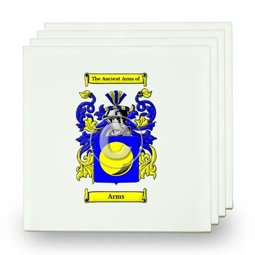 Arms Set of Four Small Tiles with Coat of Arms