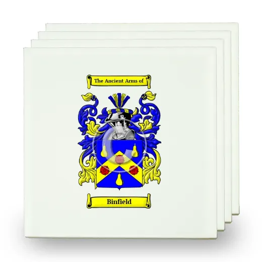 Binfield Set of Four Small Tiles with Coat of Arms