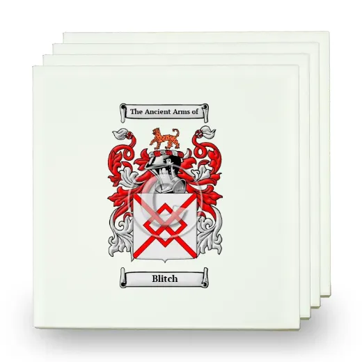 Blitch Set of Four Small Tiles with Coat of Arms