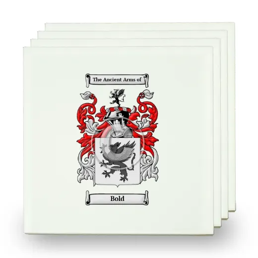 Bold Set of Four Small Tiles with Coat of Arms