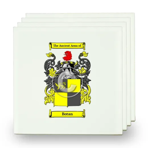 Botan Set of Four Small Tiles with Coat of Arms