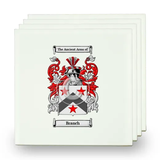 Branch Set of Four Small Tiles with Coat of Arms