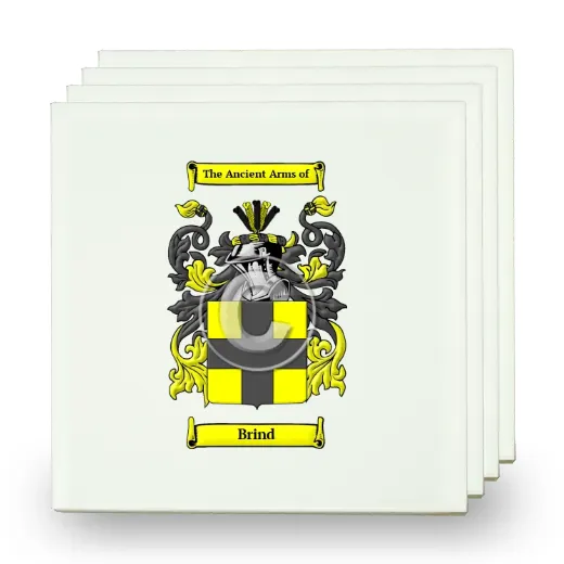 Brind Set of Four Small Tiles with Coat of Arms