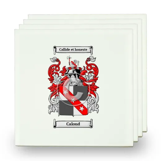 Caloud Set of Four Small Tiles with Coat of Arms