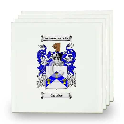 Caradoc Set of Four Small Tiles with Coat of Arms