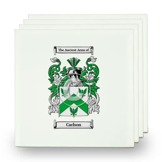 Carlson Set of Four Small Tiles with Coat of Arms