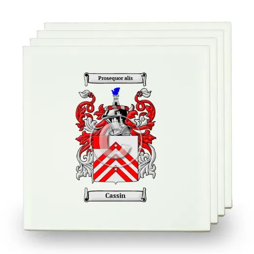 Cassin Set of Four Small Tiles with Coat of Arms