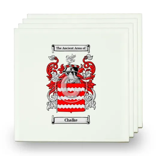 Chalke Set of Four Small Tiles with Coat of Arms
