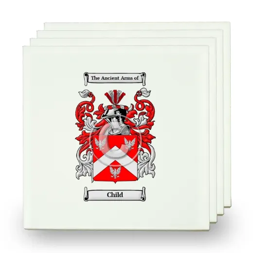 Child Set of Four Small Tiles with Coat of Arms