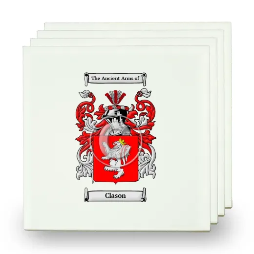 Clason Set of Four Small Tiles with Coat of Arms