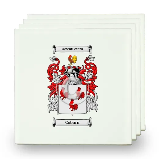 Coburn Set of Four Small Tiles with Coat of Arms
