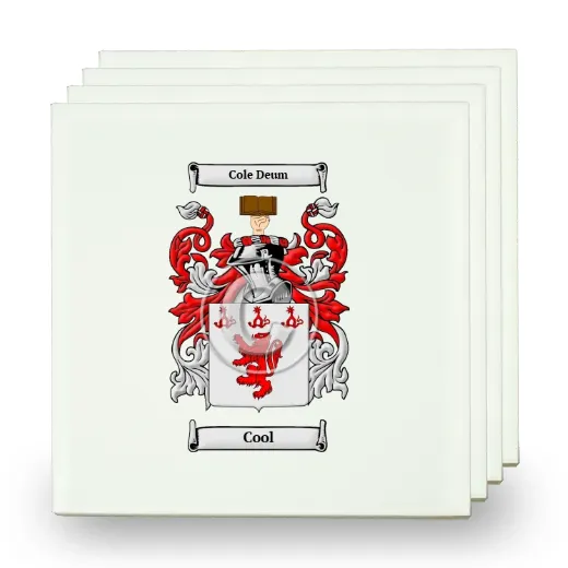 Cool Set of Four Small Tiles with Coat of Arms