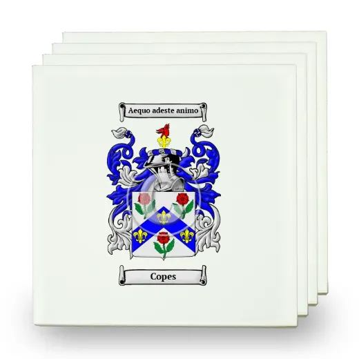 Copes Set of Four Small Tiles with Coat of Arms