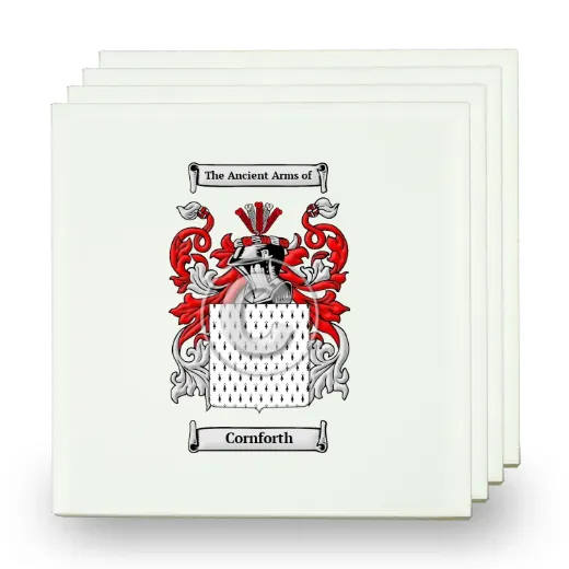 Cornforth Set of Four Small Tiles with Coat of Arms