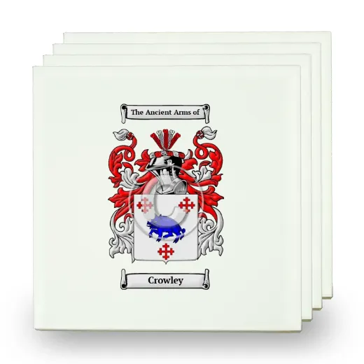 Crowley Set of Four Small Tiles with Coat of Arms