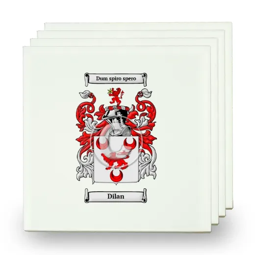 Dilan Set of Four Small Tiles with Coat of Arms