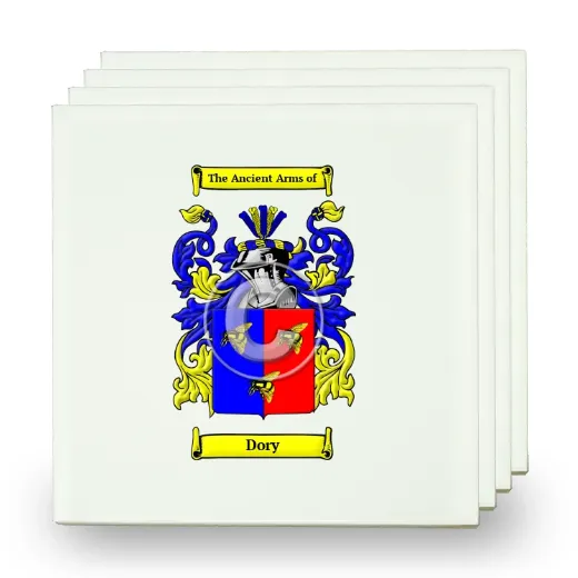 Dory Set of Four Small Tiles with Coat of Arms