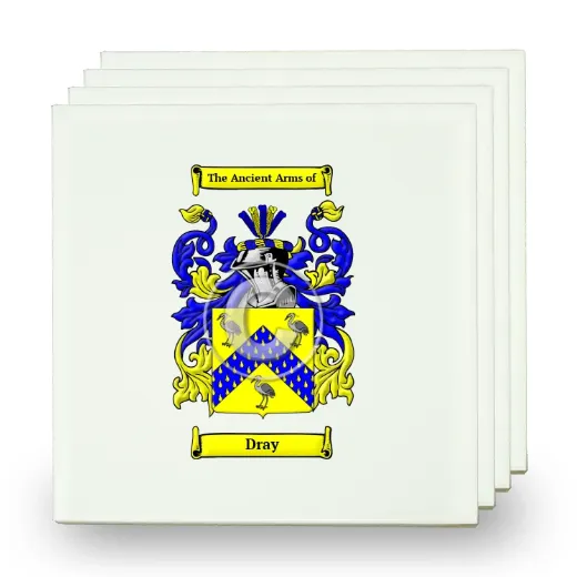 Dray Set of Four Small Tiles with Coat of Arms