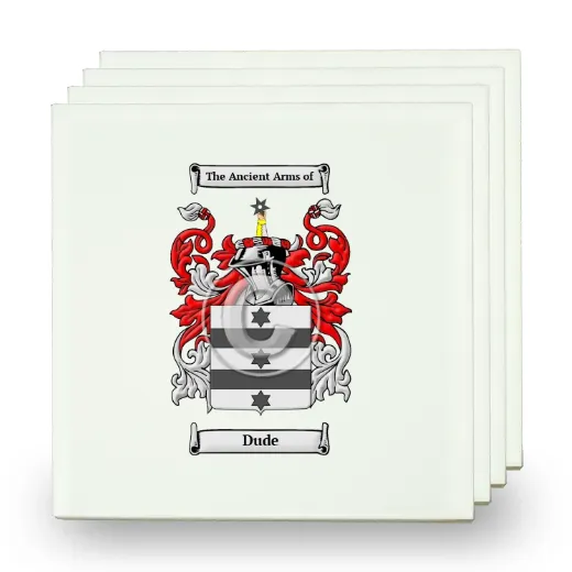 Dude Set of Four Small Tiles with Coat of Arms