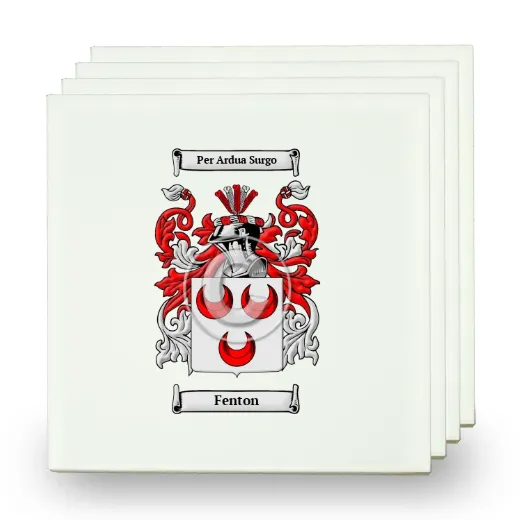 Fenton Set of Four Small Tiles with Coat of Arms