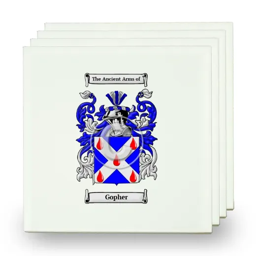 Gopher Set of Four Small Tiles with Coat of Arms