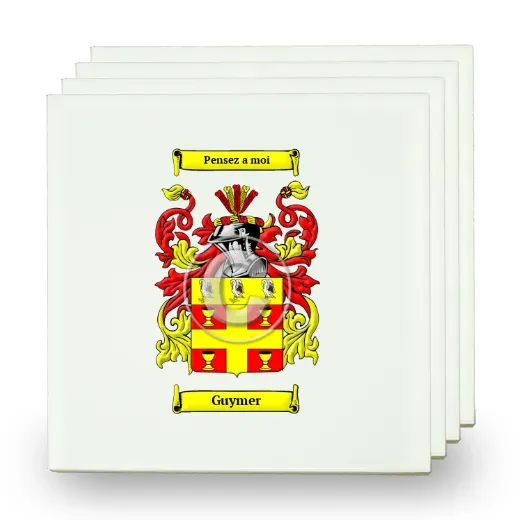 Guymer Set of Four Small Tiles with Coat of Arms