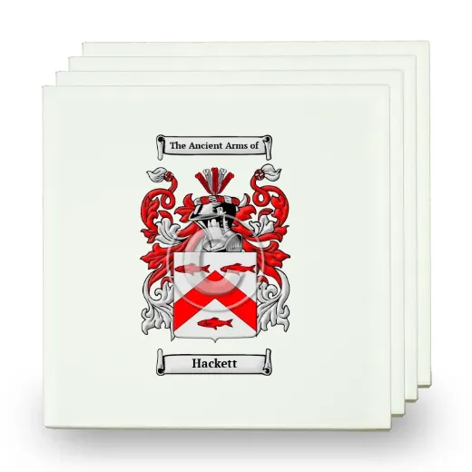 Hackett Set of Four Small Tiles with Coat of Arms