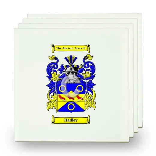 Hadley Set of Four Small Tiles with Coat of Arms