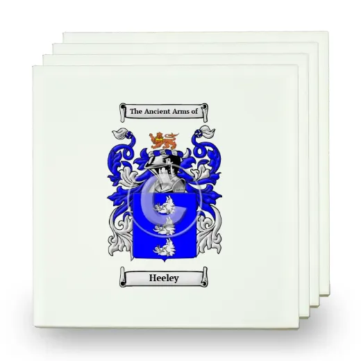 Heeley Set of Four Small Tiles with Coat of Arms