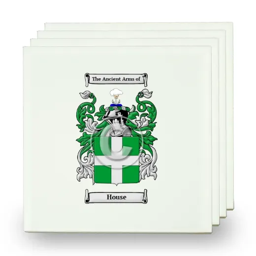 House Set of Four Small Tiles with Coat of Arms