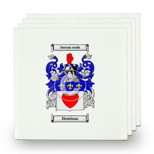 Howison Set of Four Small Tiles with Coat of Arms