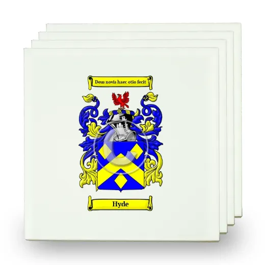 Hyde Set of Four Small Tiles with Coat of Arms